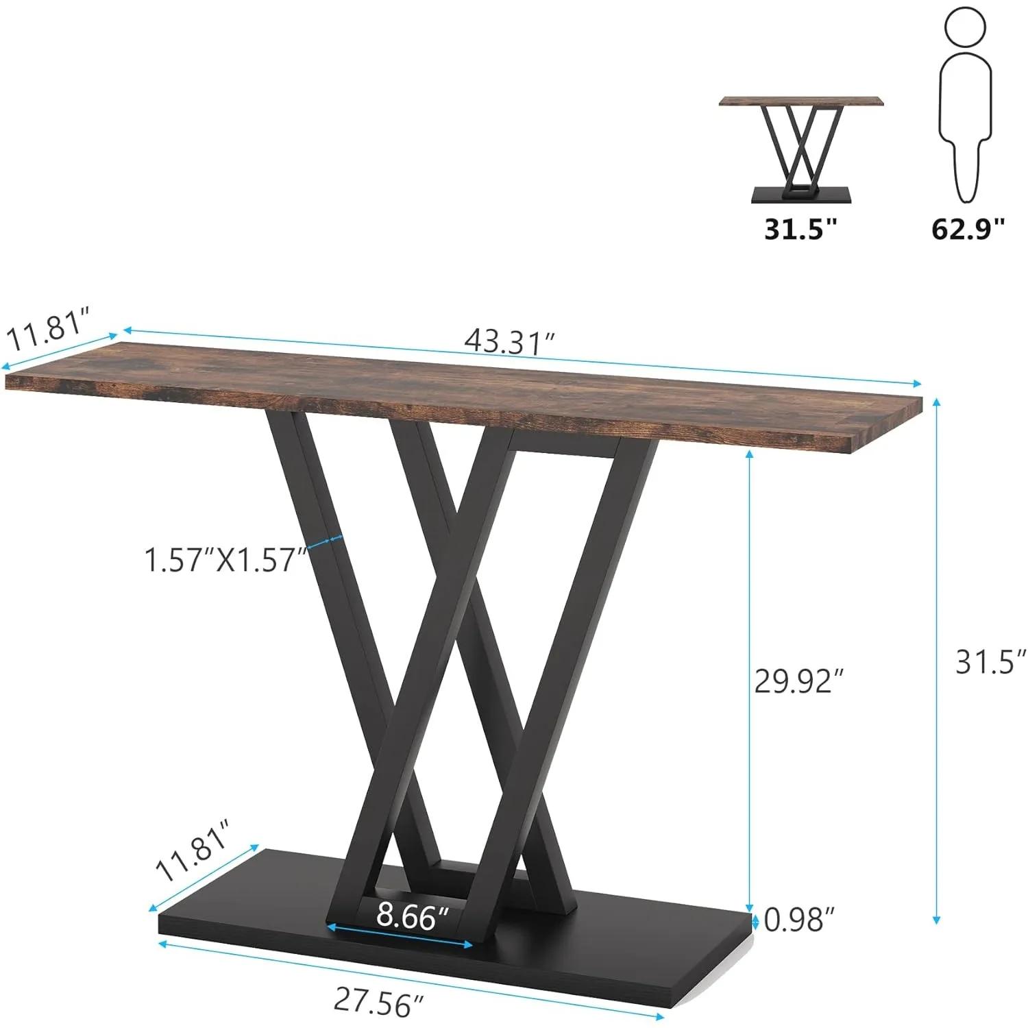 Table console, table de couloir industrielle pour entrée, tables d'entrée de 43 pouces, table de can