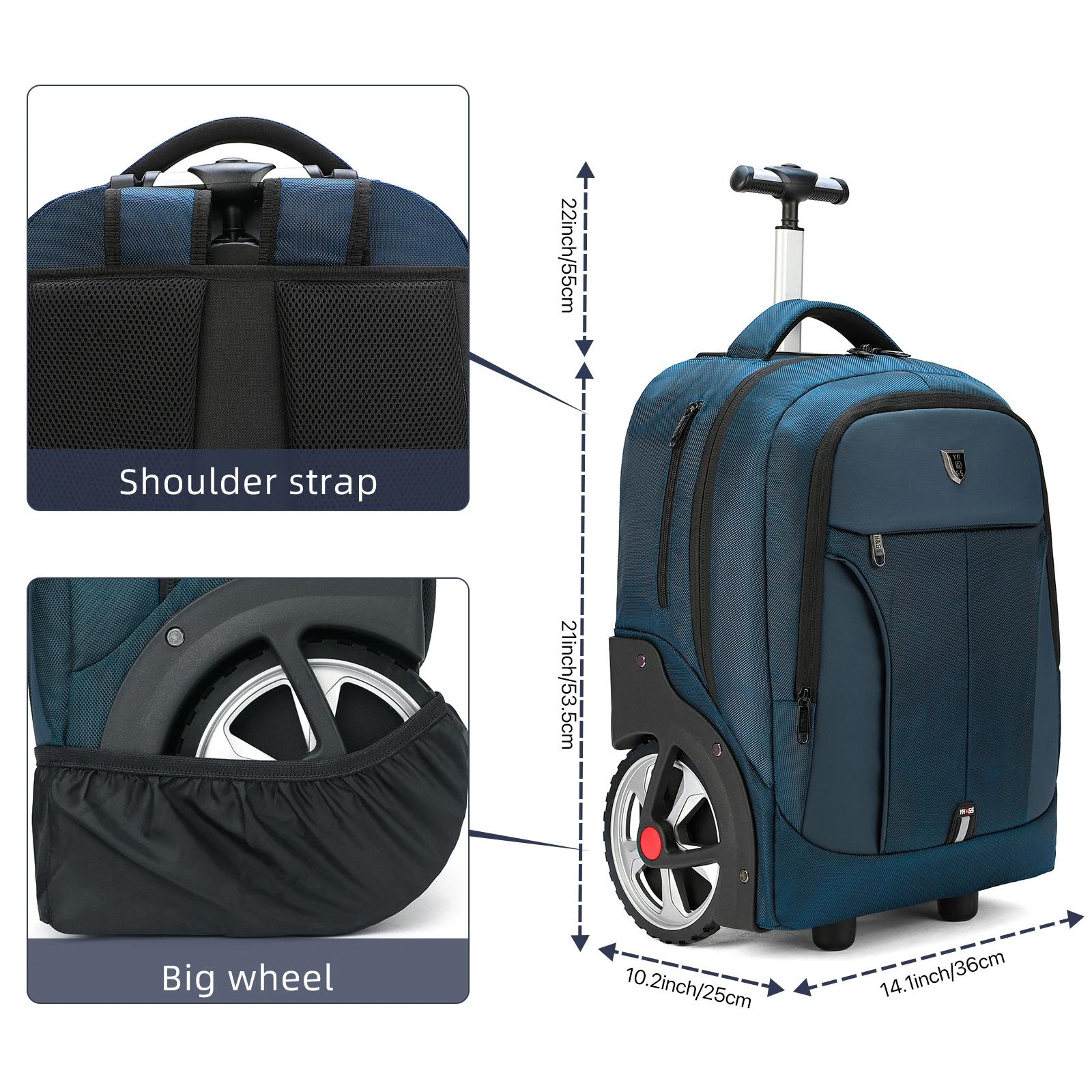 Sacs à dos de voyage à bagages roulants avec roues, sac à dos pour ordinateur portable d'affaires, b