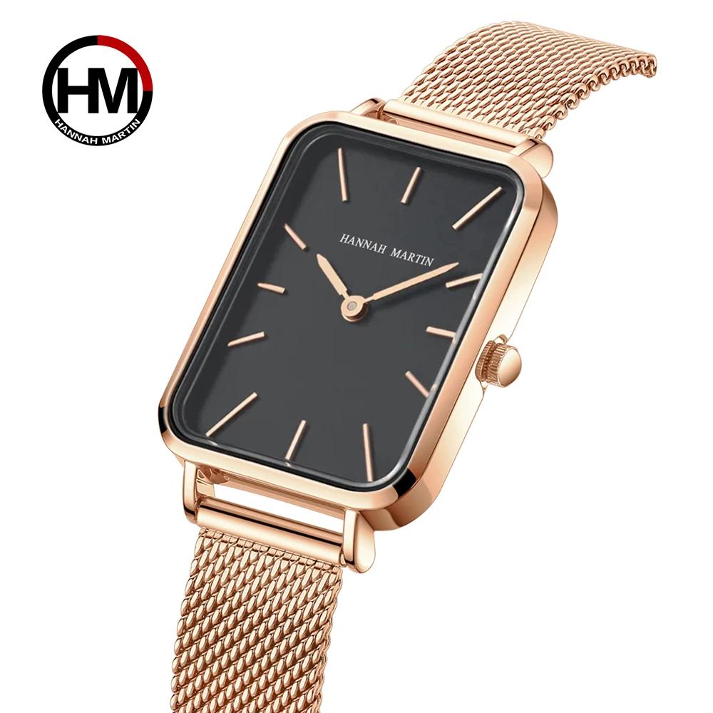 Rectangle ultra-mince nordique Style Simple japon mouvement à Quartz mode acier inoxydable maille ar