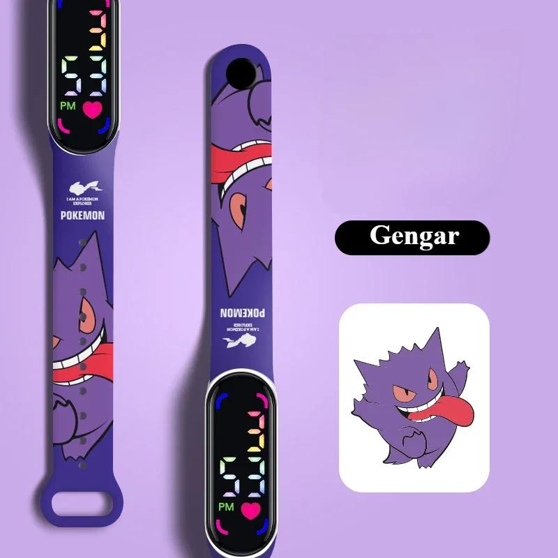 Montre Pokemon Pikachu Gengar, montre numérique LED étanche pour enfants, montre-bracelet électroniq