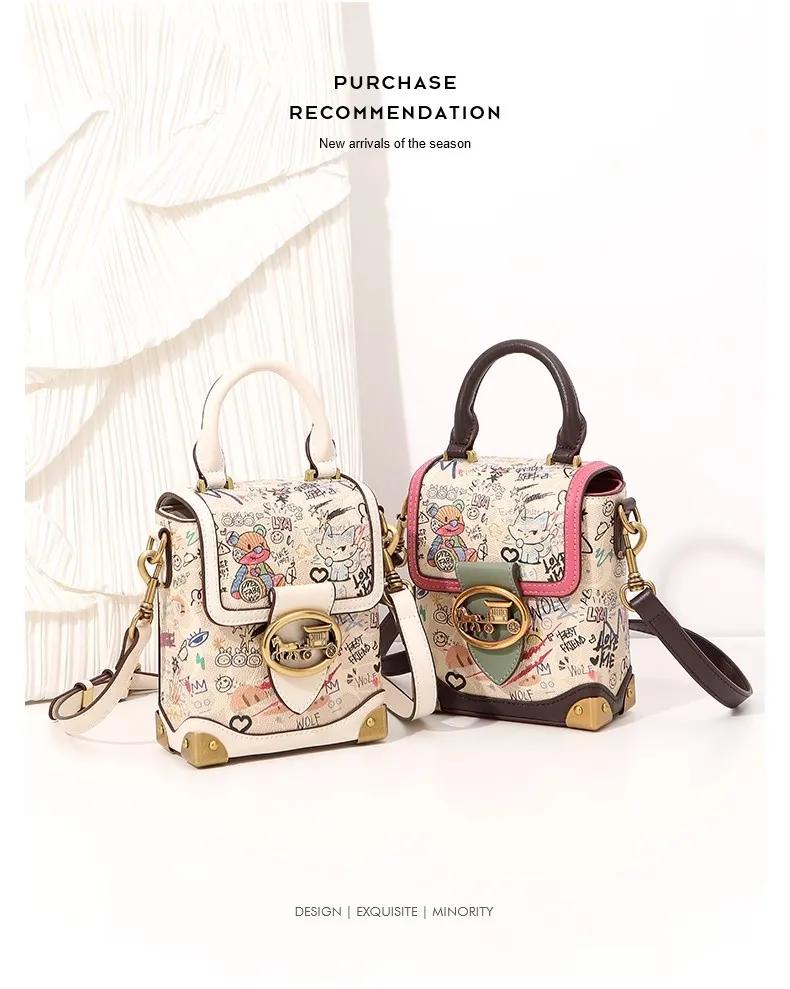Nouvel Arrivage : Mini Sac Téléphone Ours Graffiti Cartoon – Sac Bandoulière Élégant pour Femme, Ten