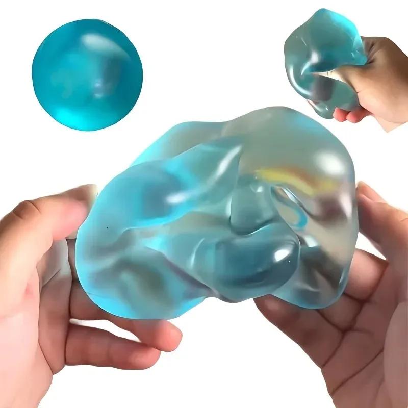 Jouets Squishy en Maltose Bleue Anti-Stress, Jouets Sensoriels Fidgets, Jouet Souple Transparent Sim