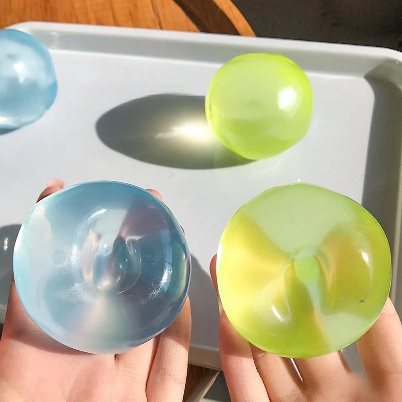 Jouets sensoriels Mochi en plastique souple, transparents, à l'huile de noix de coco et à la maltose