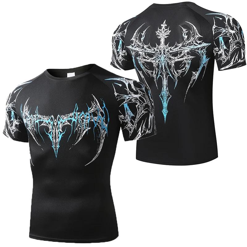 T-shirt ajusté pour homme, T-shirt de compression d'été pour homme, Hauts de fitness pour la gym, Vê