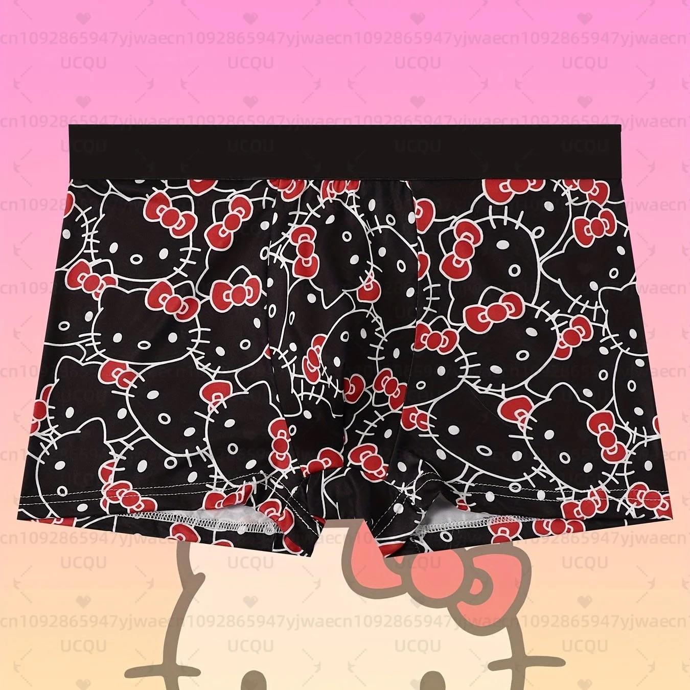 6 pièces de caleçons de sport pour hommes avec imprimé Hello Kitty, sous-vêtements respirants à séch
