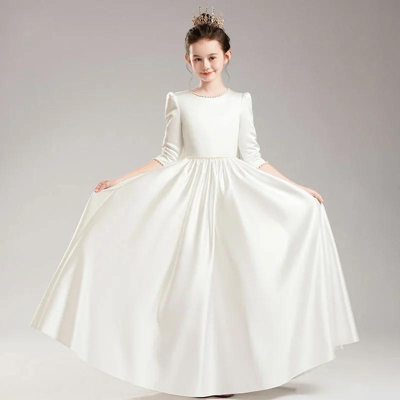 Robe de princesse élégante pour filles, robes de soirée pour enfants de 4 à 12 ans, vêtements blancs