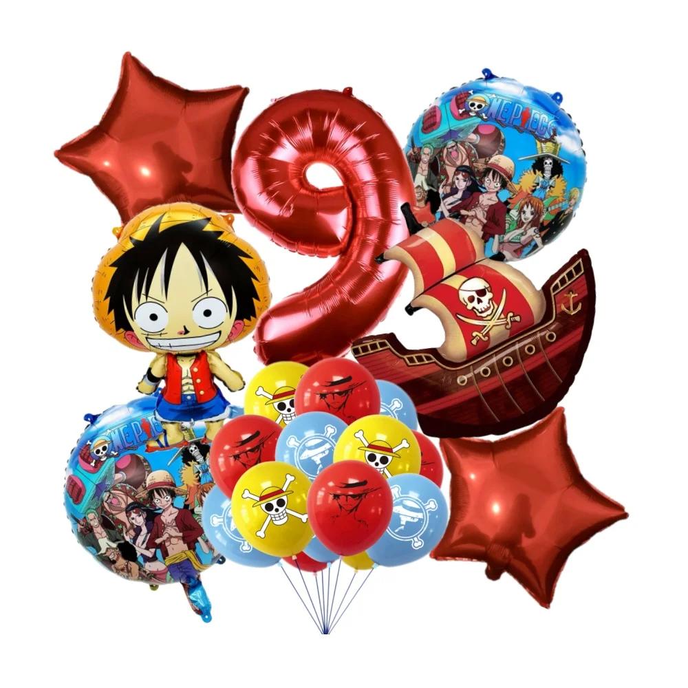 19 pièces une pièce mignon dessin animé bricolage Anime ballons d'anniversaire ensemble numéro ballo