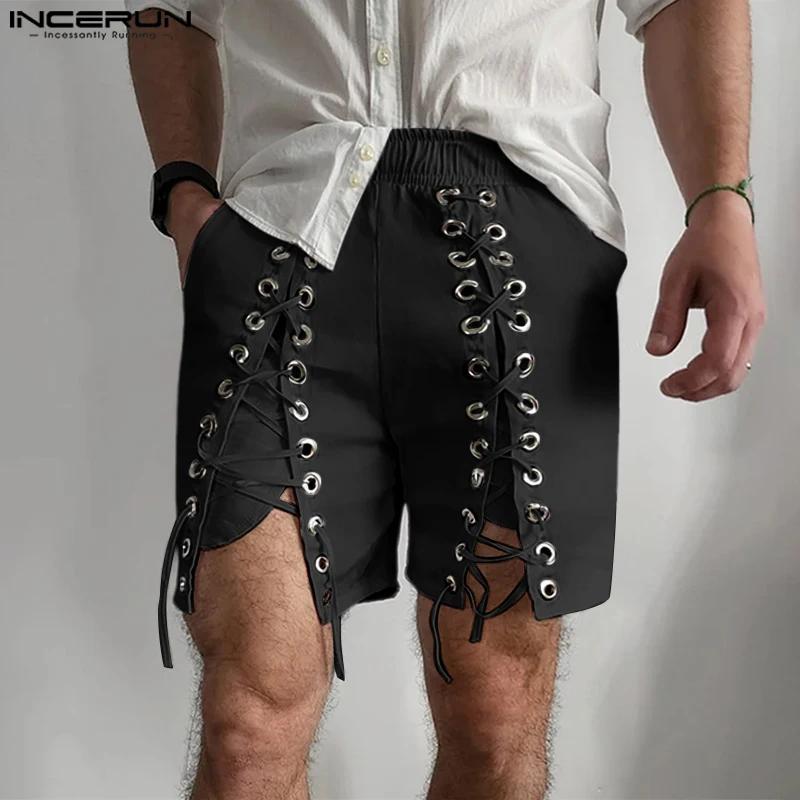 INCERUN-Short de Style Américain pour Homme, Design en Maille, Couleur Unie, Décontracté, Marche en 
