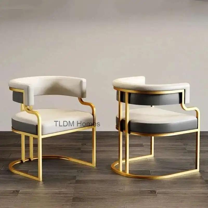 Chaises de salle à manger dorées de luxe, fauteuil à dossier en fer forgé, meubles de cuisine modern