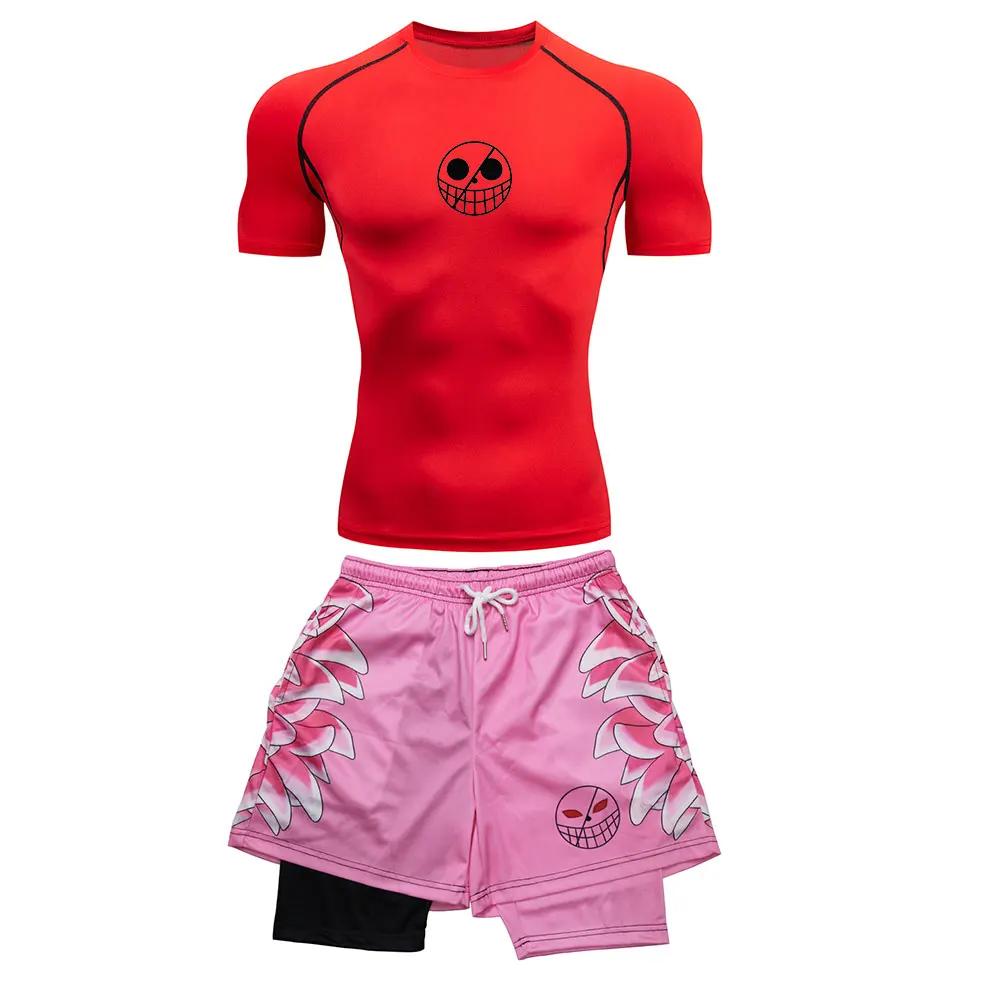 Survêtement de course pour hommes, imprimé Anime, entraînement, Fitness, ensemble de vêtements de Sp