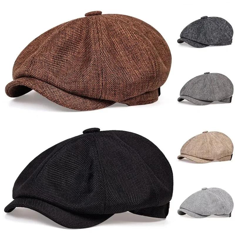 Casquette de gavroche en coton sergé pour hommes, 8 panneaux, casquettes de boulanger, rétro, testos