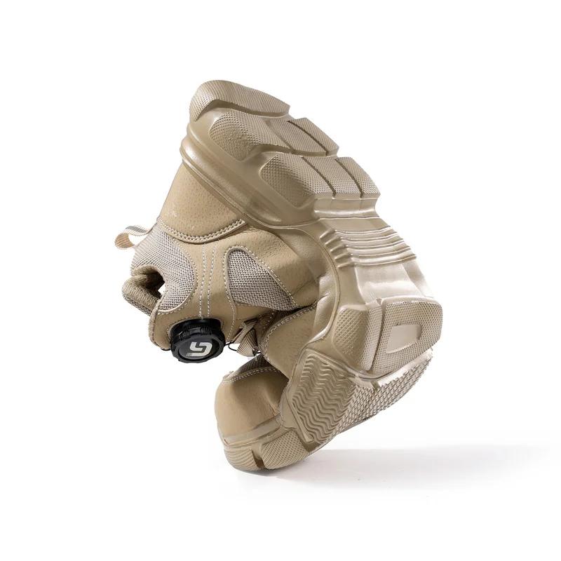 Chaussures de travail à bouton rotatif pour hommes, baskets de sécurité respirantes, bottes légères 