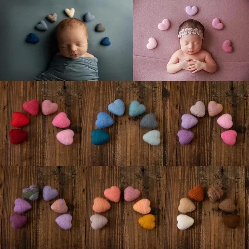 Accessoires de photographie pour nouveau-nés, feutre de laine, cœur d'amour, accessoires de photogra