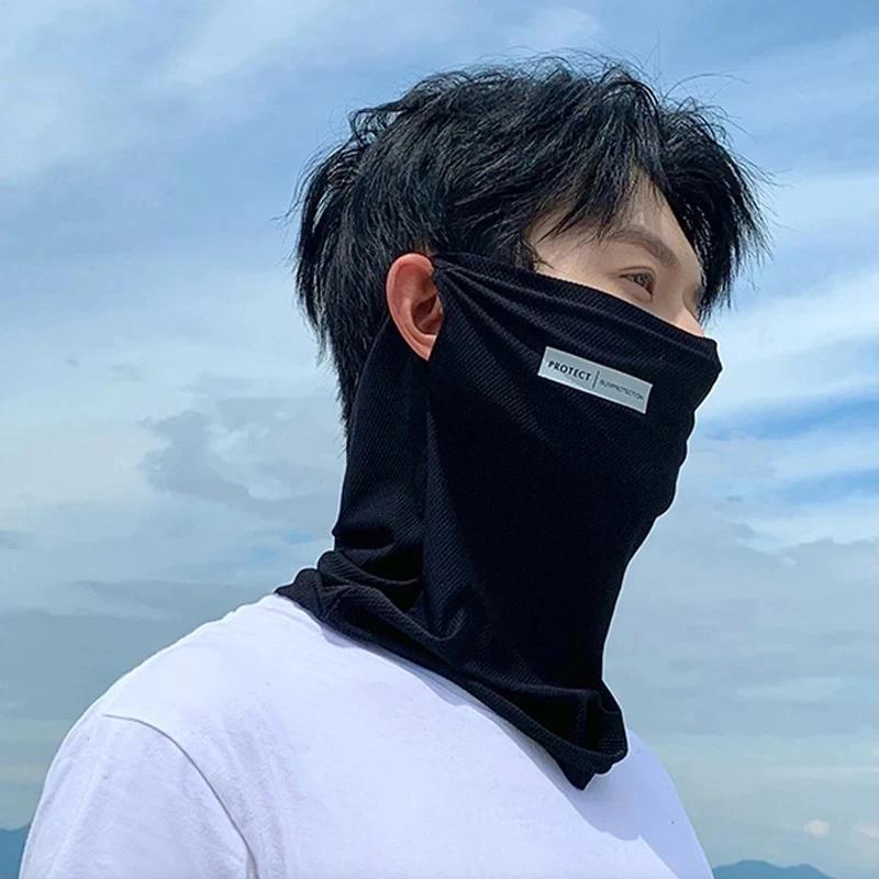 Masque de Protection solaire d'été en soie glacée pour hommes et femmes, couverture faciale de cycli