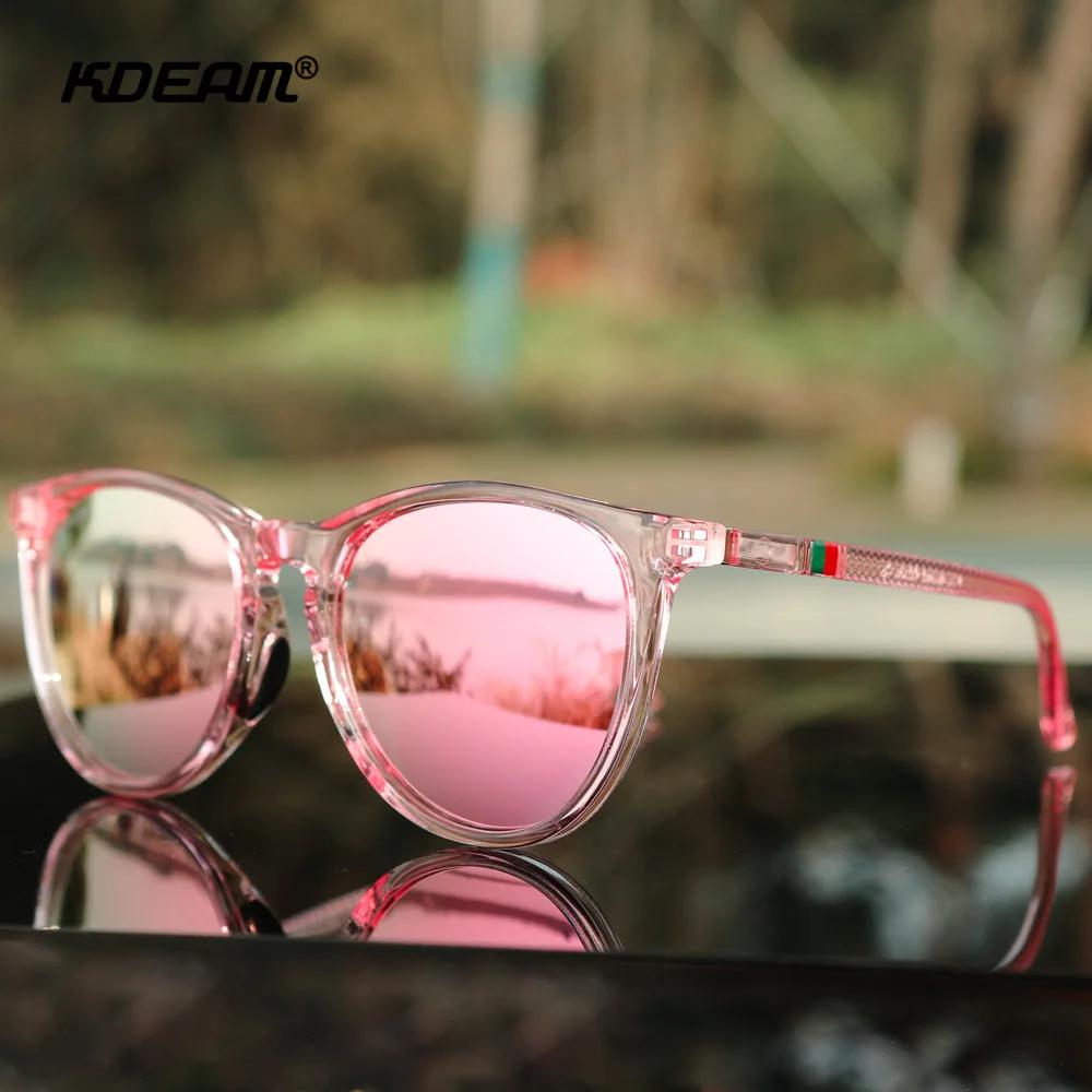 KDEAM Vintage femmes lunettes de soleil lentille polarisée charnière en métal forme ovale femme lune
