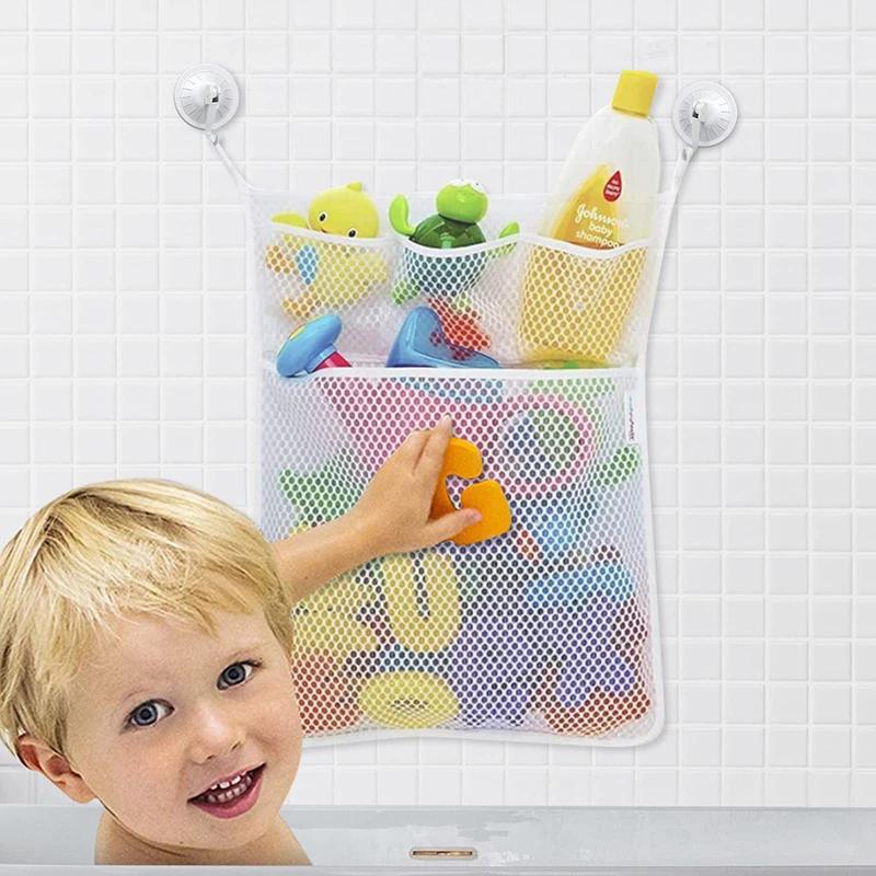 Jouets de bain pour réception-cadeau pour bébé, maille de rangement blanche pour jouets pour enfants