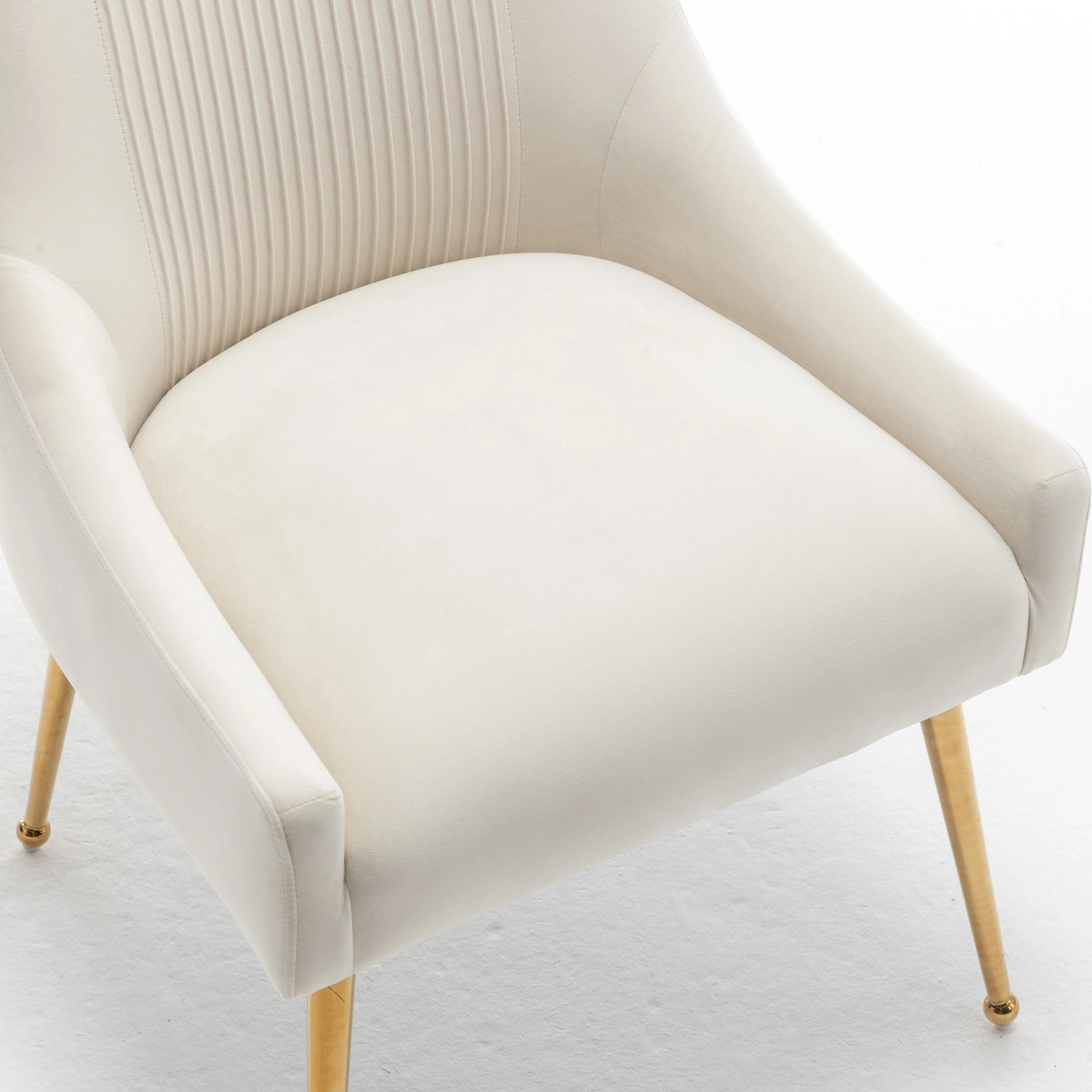 SEYNAR-Ensemble de 2 chaises de salle à manger ou coiffeuse en velours plissé, avec poignée arrière
