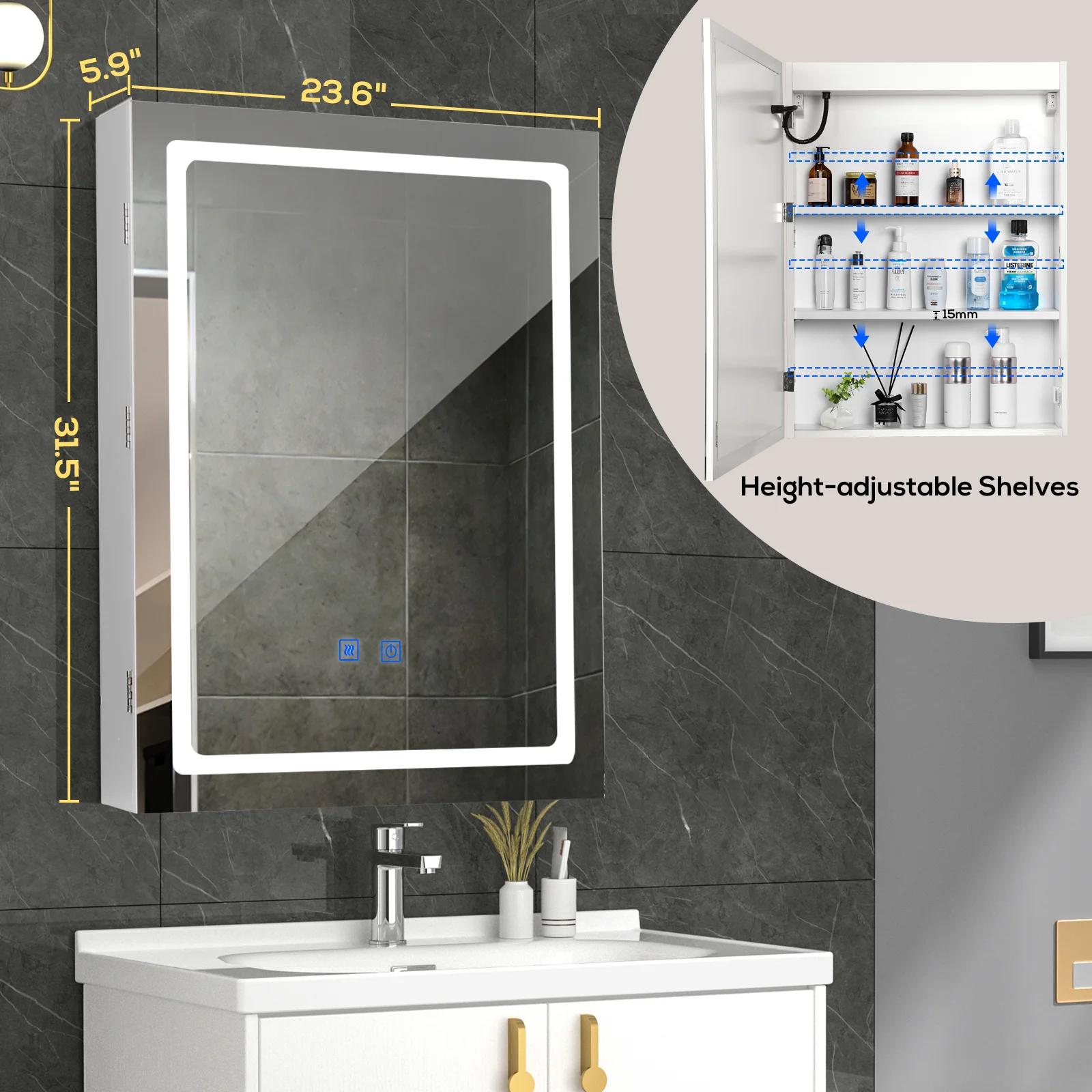 VOWNER HOMedicine-armoire avec lumières LED et miroir, avec étagère réglable, dél'offre buage, mode 