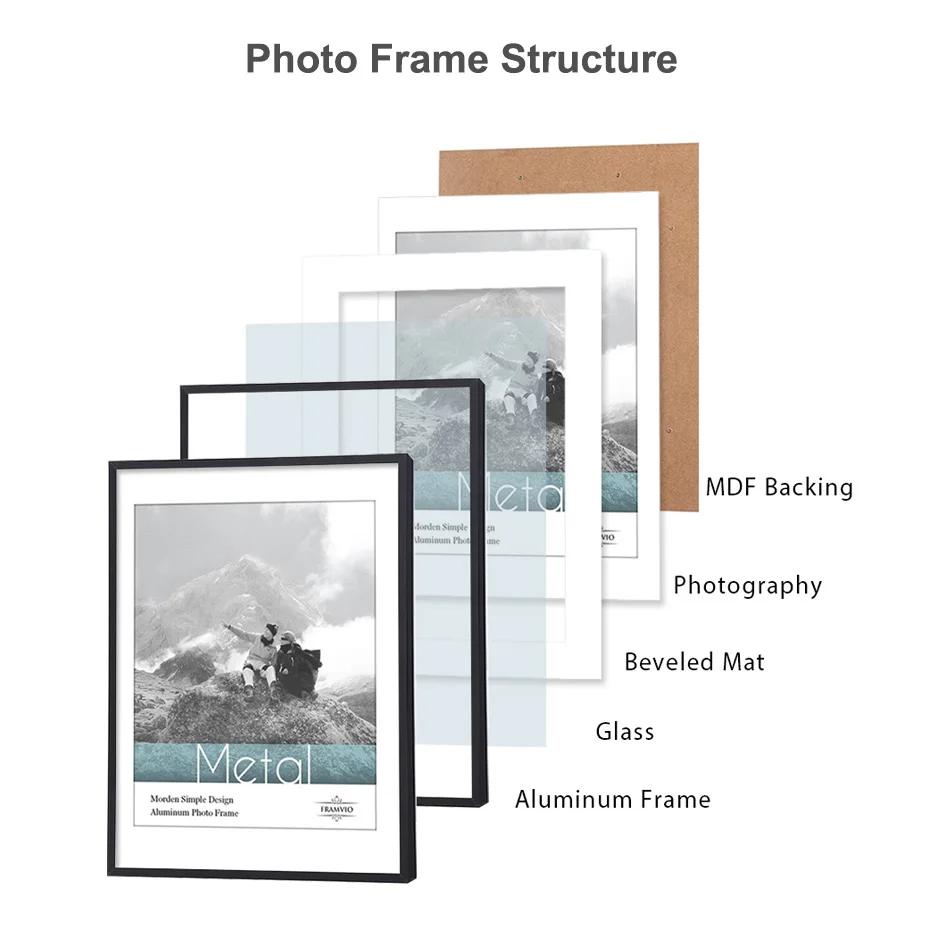 Cadres photo 30x40 21x30 A4 15x20 13x18 Cadre photo moderne en métal noir or Plexiglas Art mural Aff
