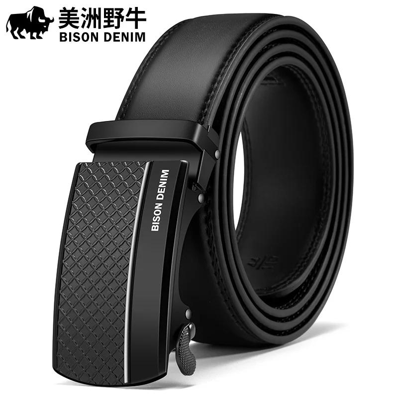 Bagressions DENIM-Bracelet en cuir véritable pour homme, ceinture d'affaires, marque de luxe, haute 