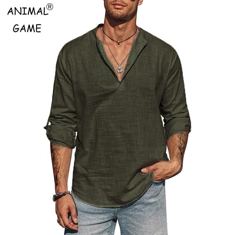 T-shirt à Manches sulfet Col Montant en Coton pour Homme, Streetwear observateur et Décontracté, Res