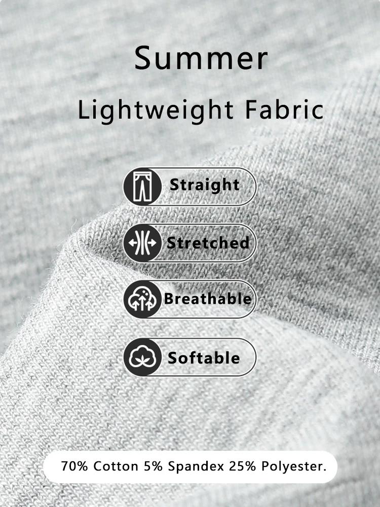 Pantalon de sport d'été pour homme en coton léger, coupe droite, gris, coupe ample, pour jogging, dé