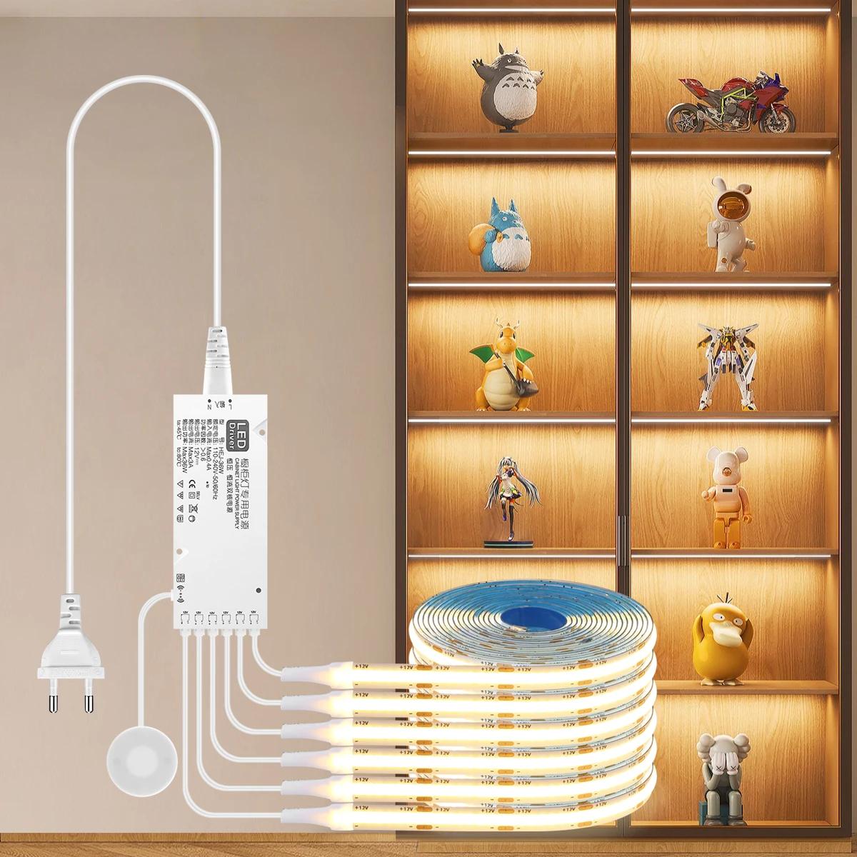 1-6 groupes parallèle COB LED sous armoire lumière capteur de mouvement interrupteur tactile lampe à