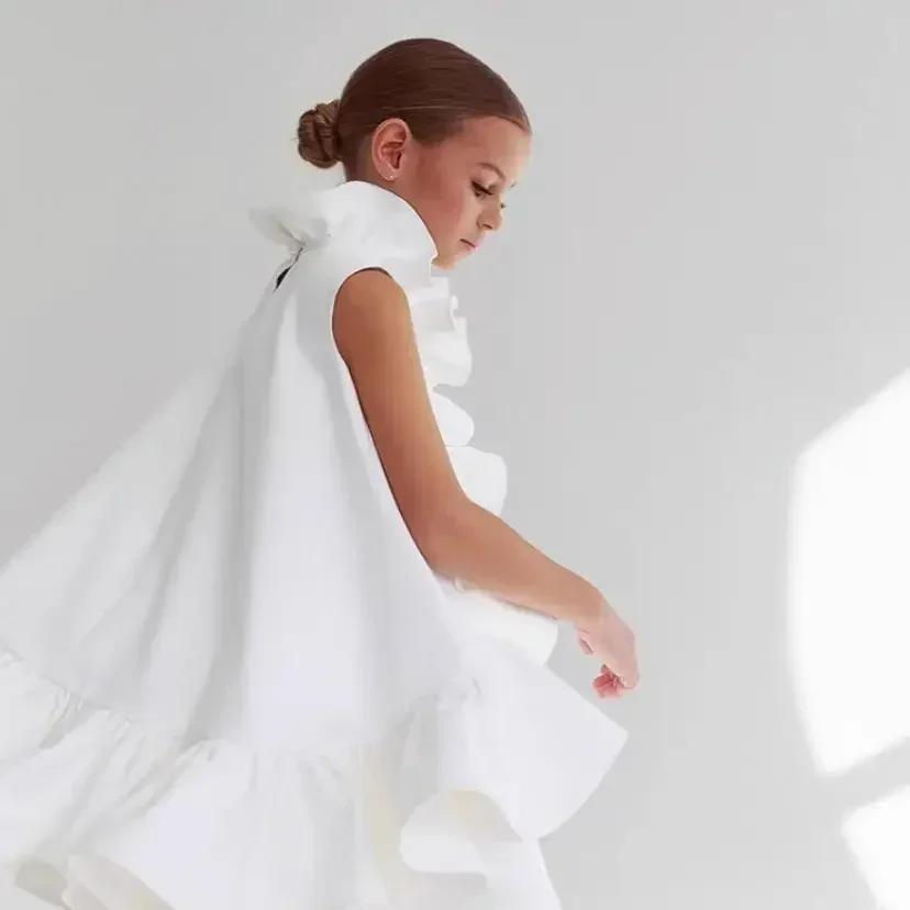 Fille été nouvelle robe sans manches volants princesse mariage luxe enfants mode vêtements bébé anni