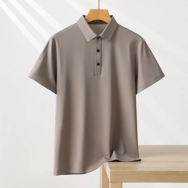 T-shirt Polo Homme Couleur Unie Manches Courtes Été Décontracté Ample Tendance Laisel Modal Tricoté 