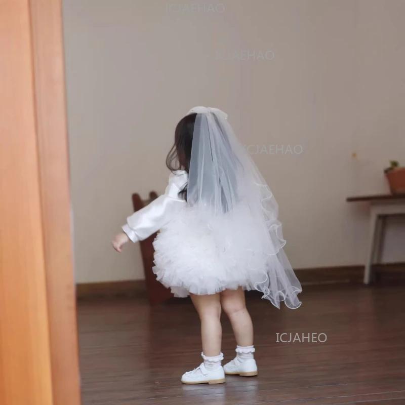 Robe de mariée blanche pour enfants 2026, tenue de cérémonie pour enfant, robe de demoiselle d'honne
