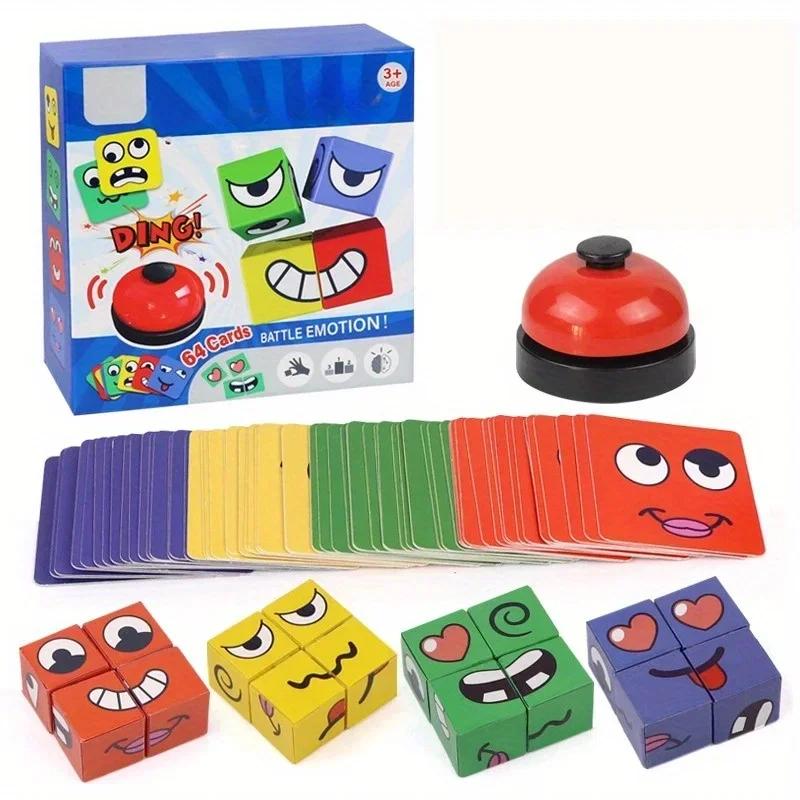 Jeu de Cube de changement de visage pour enfants, Puzzle d'expression Montessori, blocs de construct