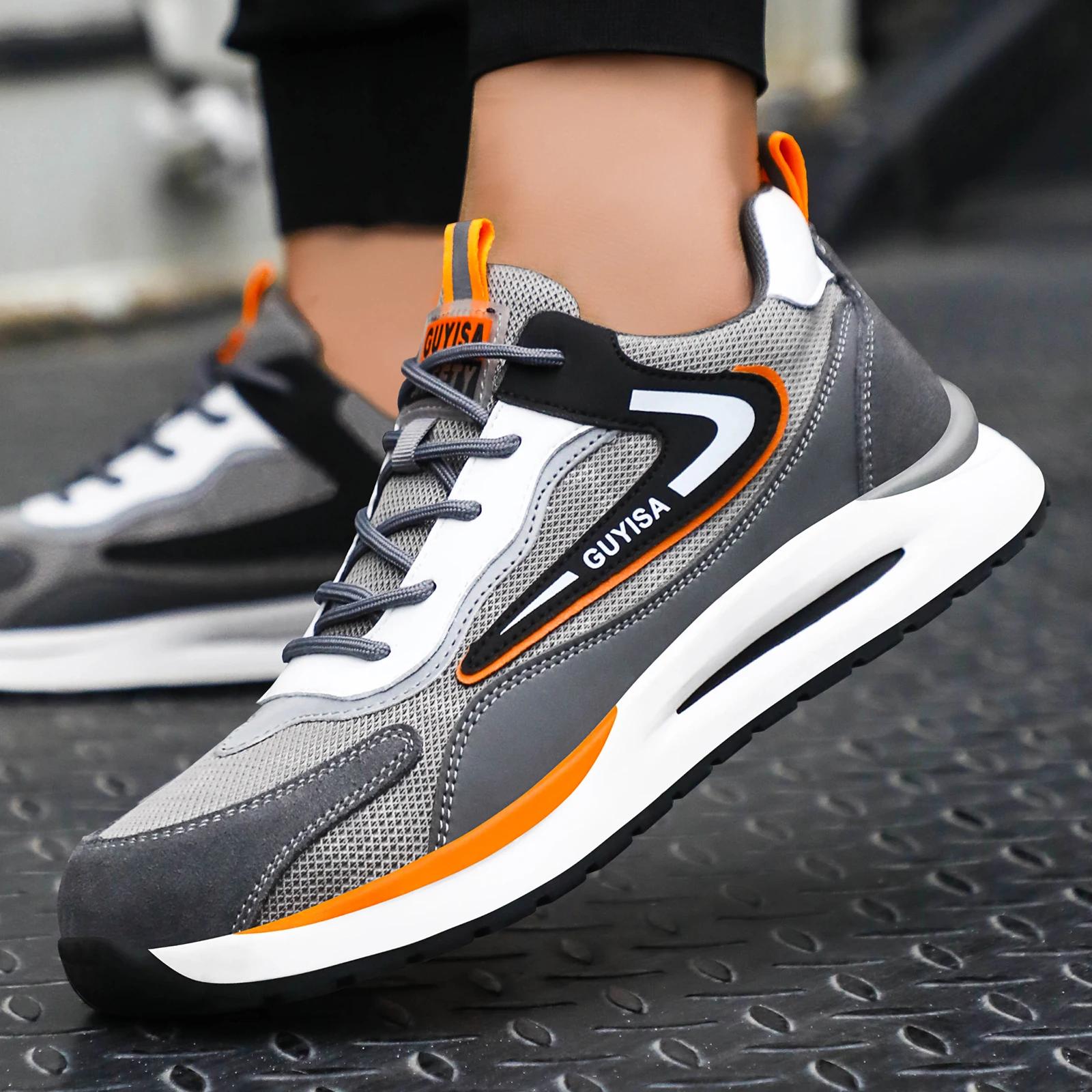 Chaussures de travail GUYISA pour hommes, avec embout en acier anti-écrasement et anti-perforation, 
