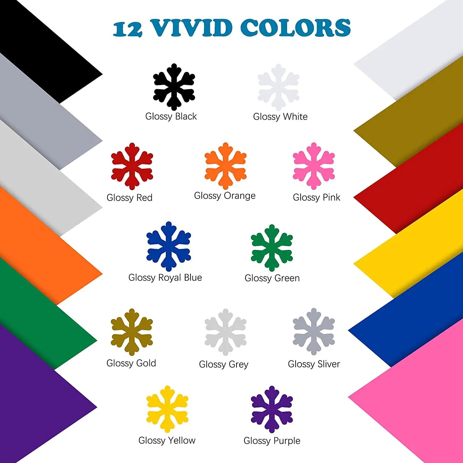 HTVRONT 12 pièces 12X5ft rouleaux de vinyle adhésifs permanents multicolores pour Cricut artisanat b