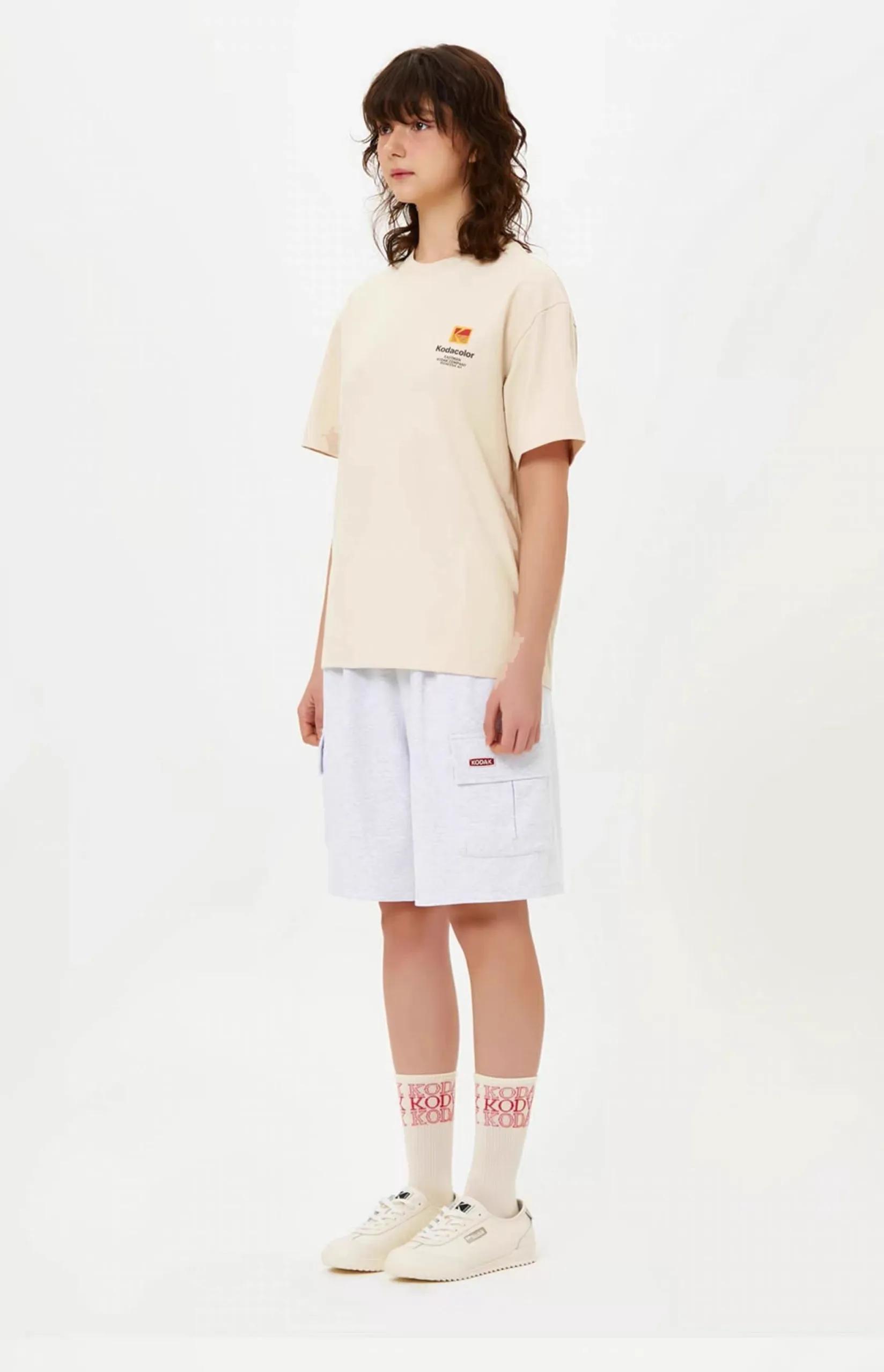 T-shirt d'été polyvalent pour hommes, 100% coton, imprimé sur film de marque Kodak, haut décontracté