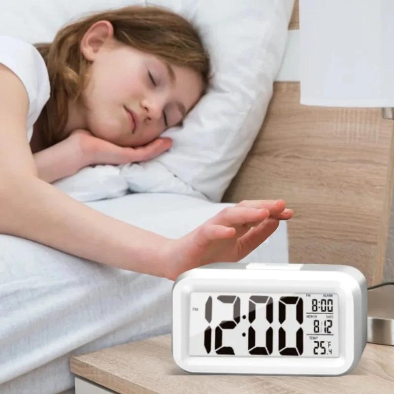 Réveil Numérique LED Rétro-Éclairé, Données Snooze, Calendrier, Bureau, Multifonction, Électronique,