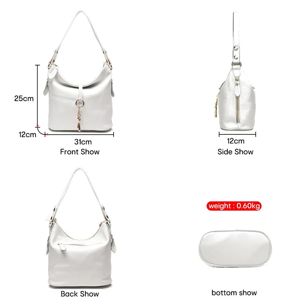 Zency – sac à bandoulière en cuir véritable pour femmes, nouvelle mode, avec pompon en métal, sacoch