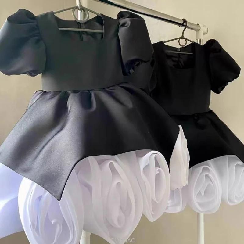 Robes florales 3D élégantes pour filles, tenue de réception pour le Nouvel An, costume d'anniversair