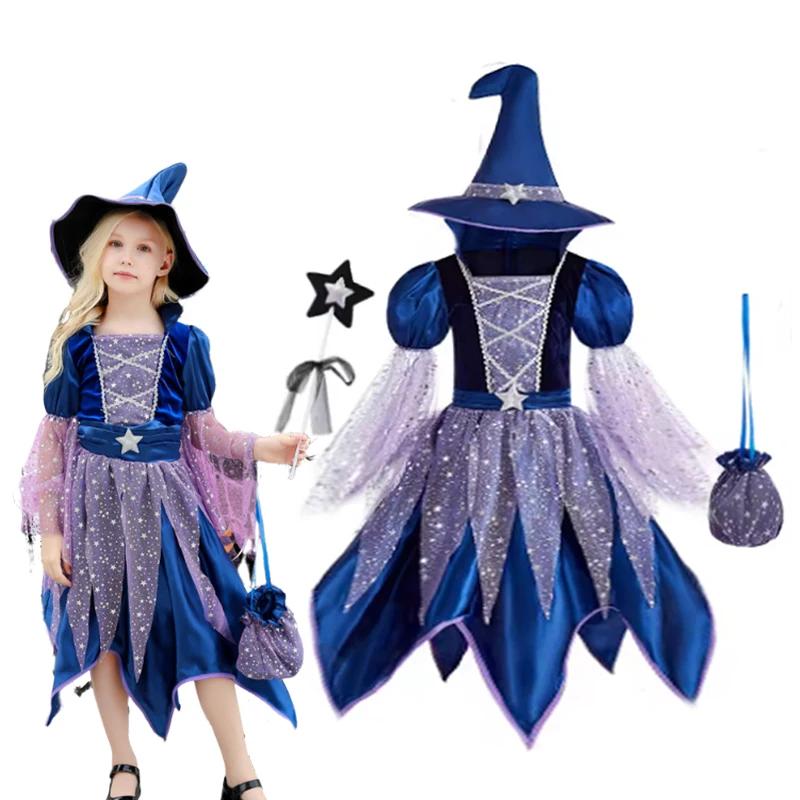 Costumes de fête d'Halloween robe de sorcière pour filles enfants Cosplay carnaval Costume de sorciè