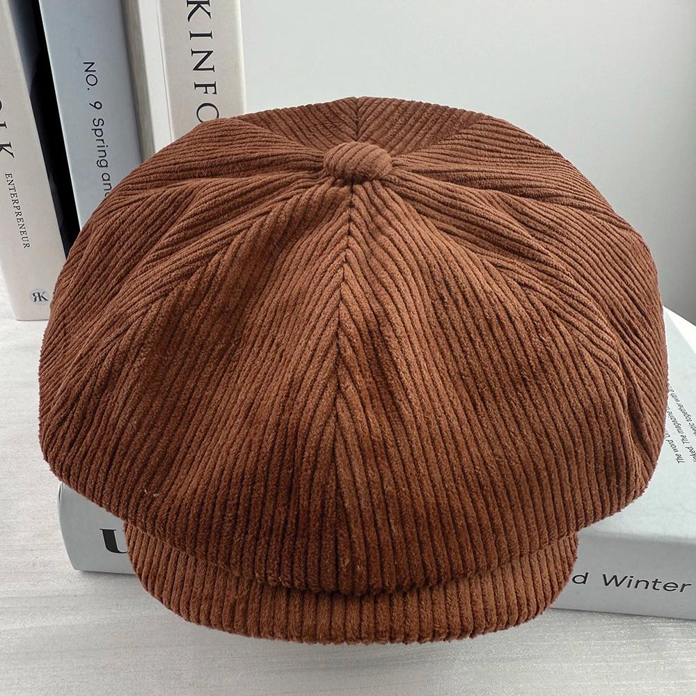 Casquettes d'hiver rétro pour hommes, chapeau de journal en velours côtelé, casquette plate pour hom