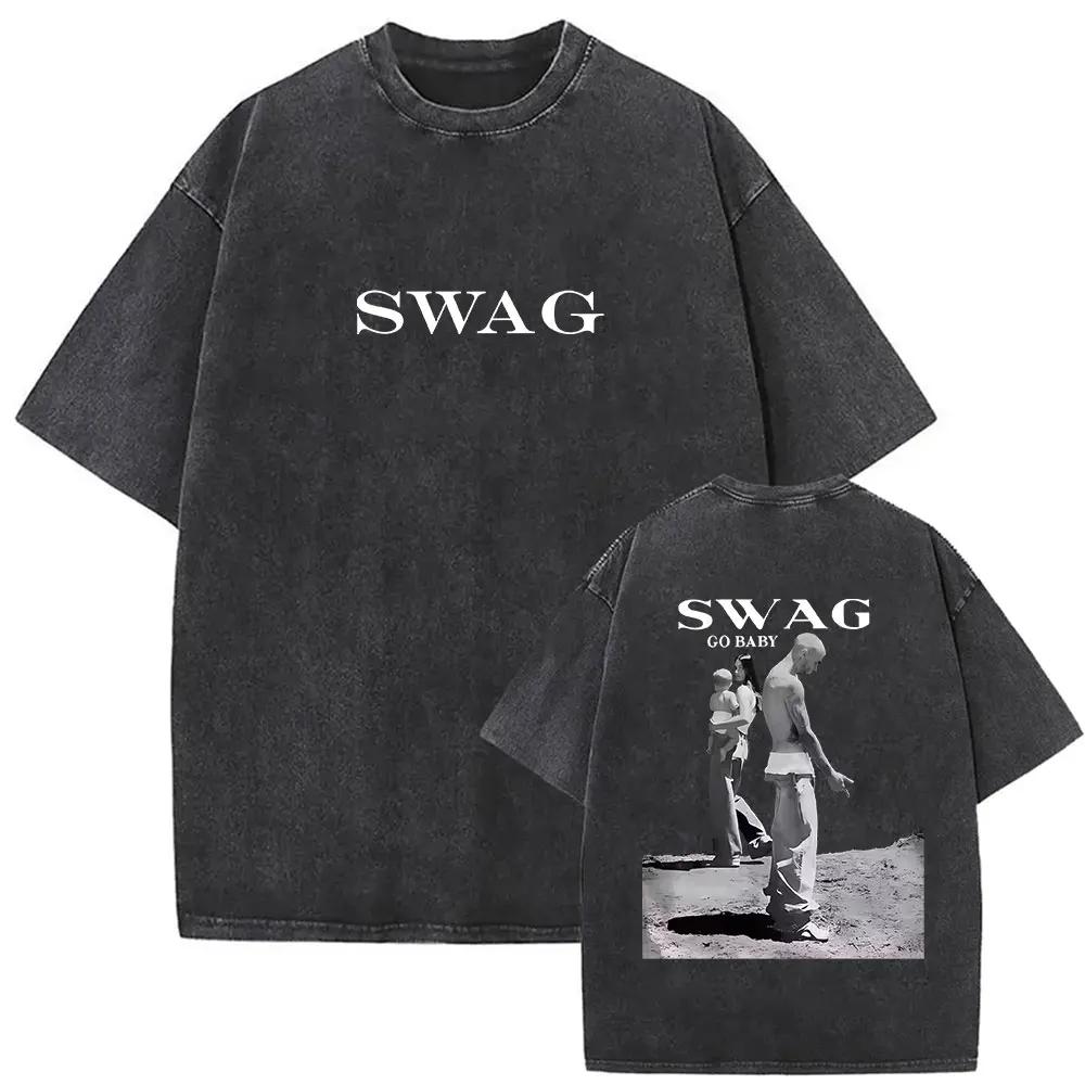 Vintage Justin Bieber SWAG Album 2025 lavé t-shirts hommes femmes col rond haute qualité mode T-shir