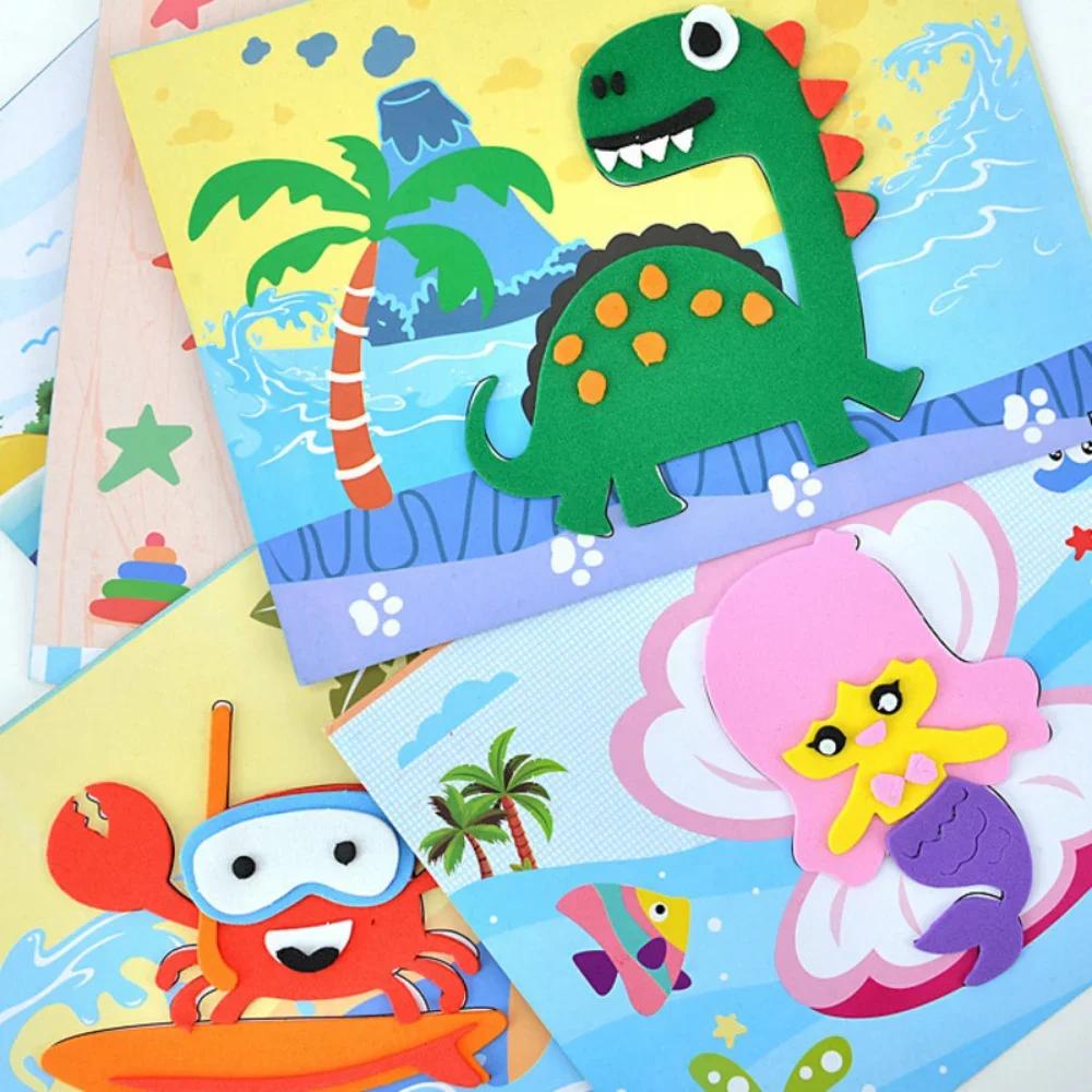 10 pièces 3D EVA mousse autocollant Puzzle jeu bricolage dessin animé animaux artisanat jouets enfan
