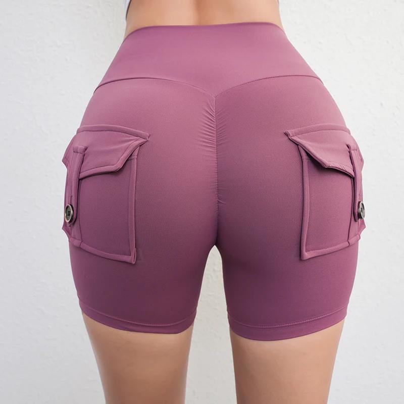 Short de Fitness pour femmes, pantalon trois-quarts d'exercice, Cargo, poche sèche, Yoga, levage ser