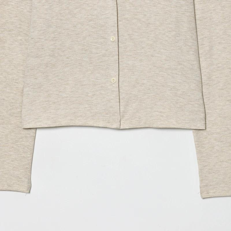 HXAO court tricot Cardigan pour femmes automne printemps Chic dentelle à manches longues tricots gri