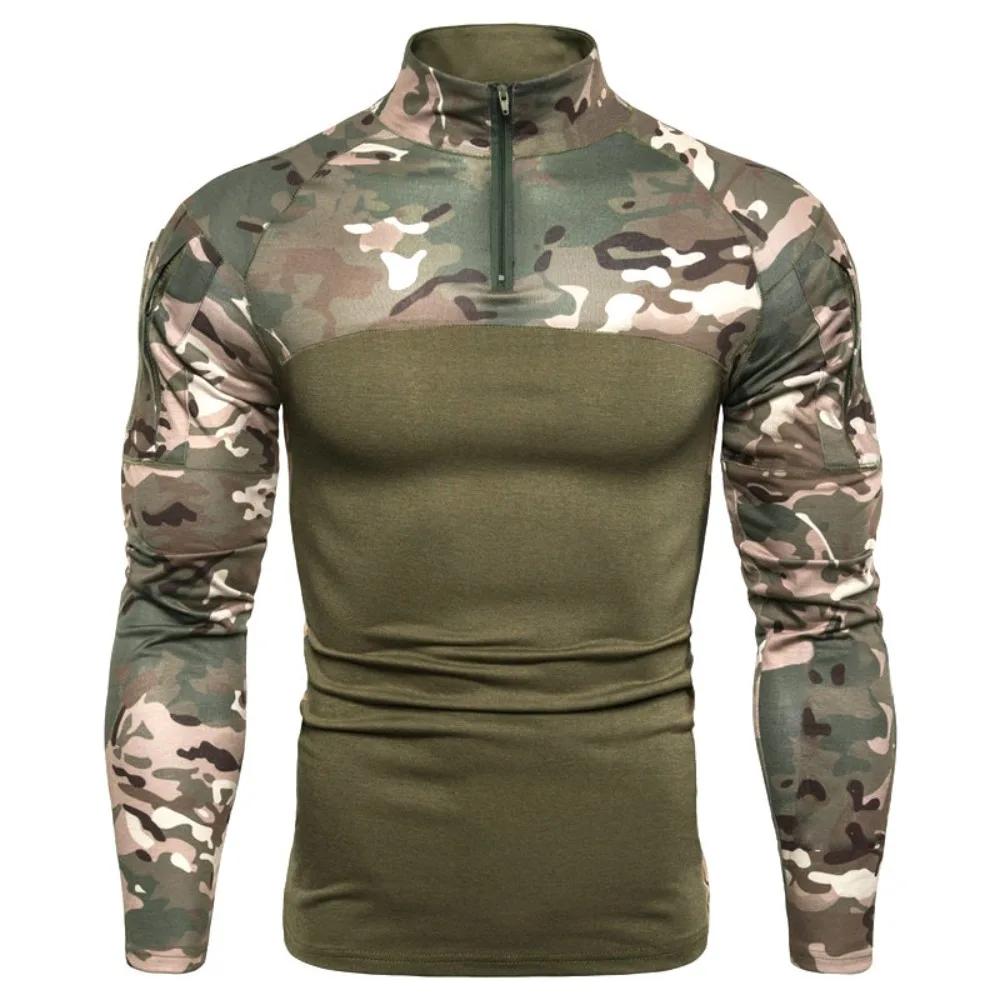 Sweat-shirt tactique à capuche pour hommes, pull d'extérieur à manches longues, léger, col montant, 