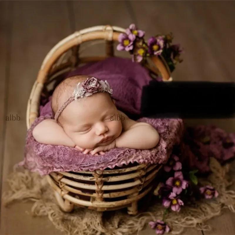Accessoires de photographie pour nouveau-nés, chaise en bambou Vintage faite à la main, lit pour béb
