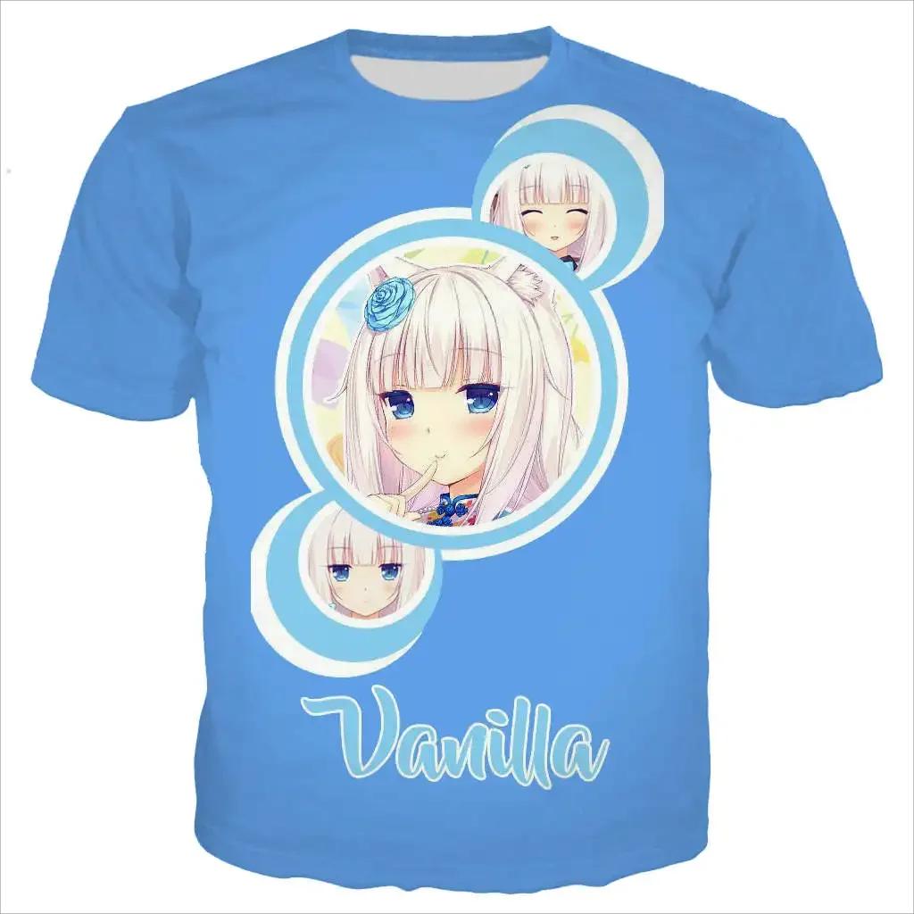 Nouveau Cool Tee Pour Hommes/femmes Nekopara Chocolat Vanille 3D Imprimé Mignon Anime À Manches Cour