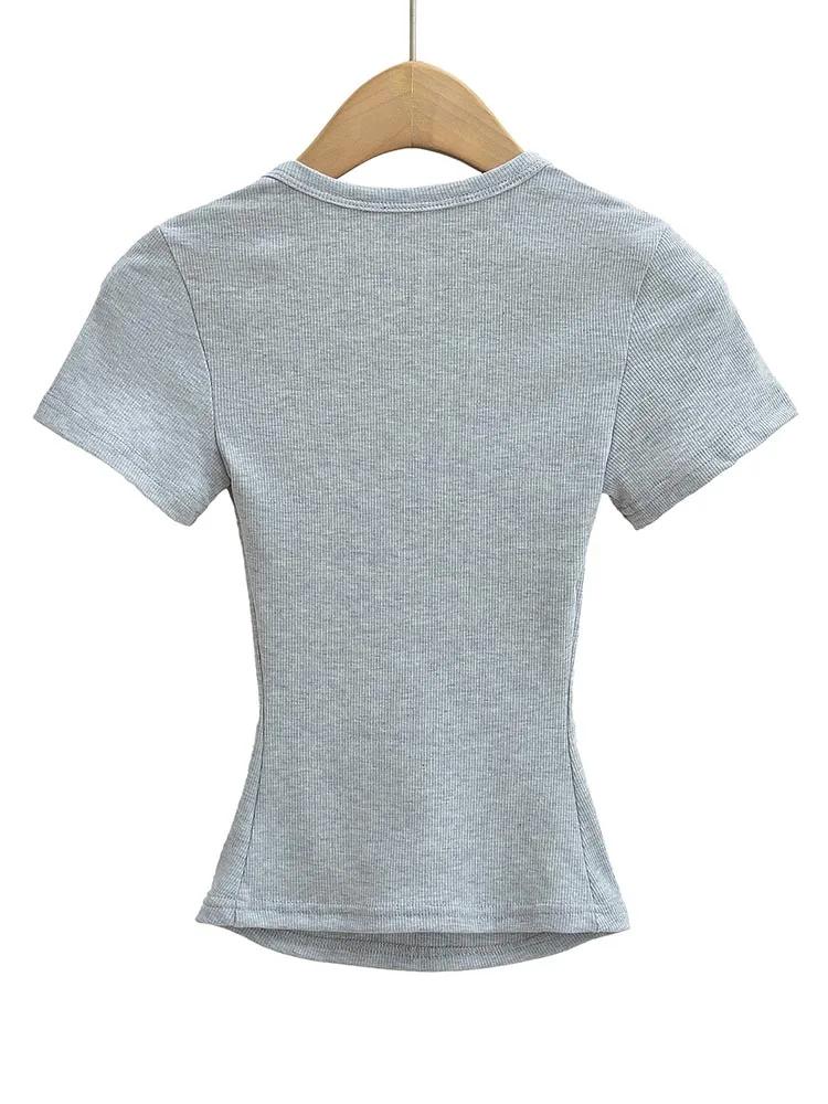 Haut court d'été à col carré pour femmes, haute élasticité, manches courtes, sexy, coupe cintrée, pu