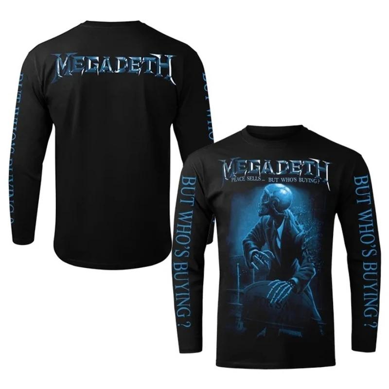 T-shirt unisexe à manches longues imprimé en 3D de la groupe de rock punk américain Megadeth, mode a