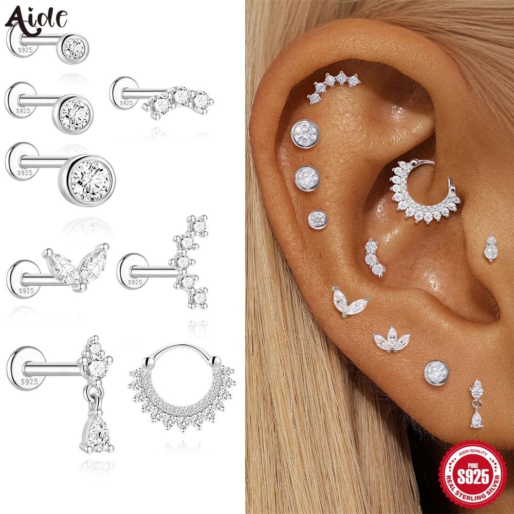 Aide Moissanite diamant boucles d'oreilles pour femmes original 925 en argent Sterling vis arrière f