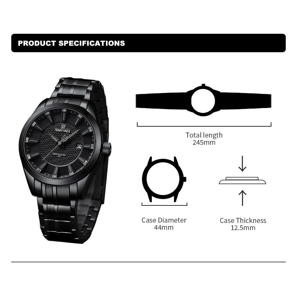 Top marque NAVIFORCE montre pour hommes étanche Quartz affaires décontracté bracelets en acier inoxy